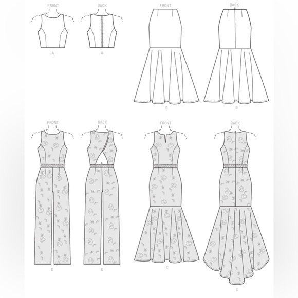 McCall’s 7540 Misses Princess Seam Top,Trumpet Dress and Skirt and Tilip-Back - Picture 4 of 5